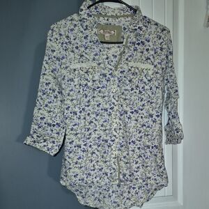 Decree Blue and White Floral Blouse